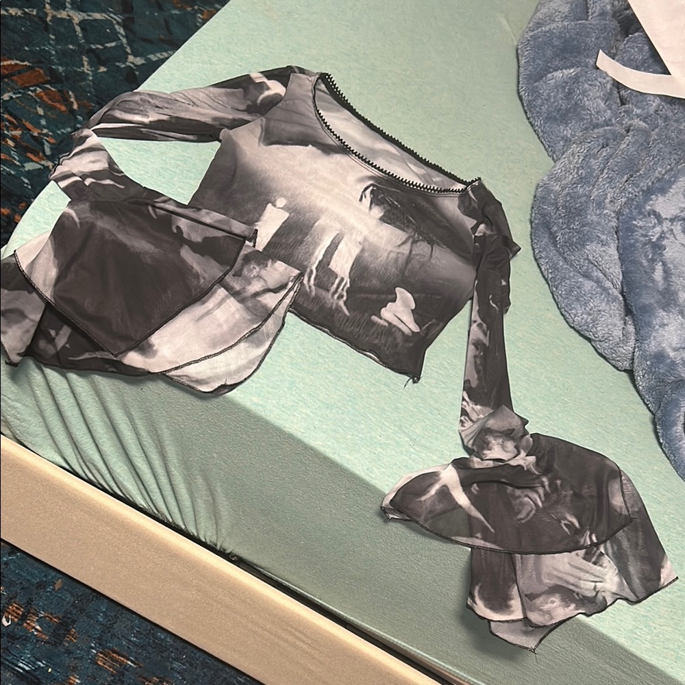 Artistic Black and White Long Sleeve Top